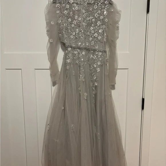 NWT Mac Duggal Dress 20444 // Embellished Gathered Long sleeve A-Line // Size 10 - Picture 8 of 9